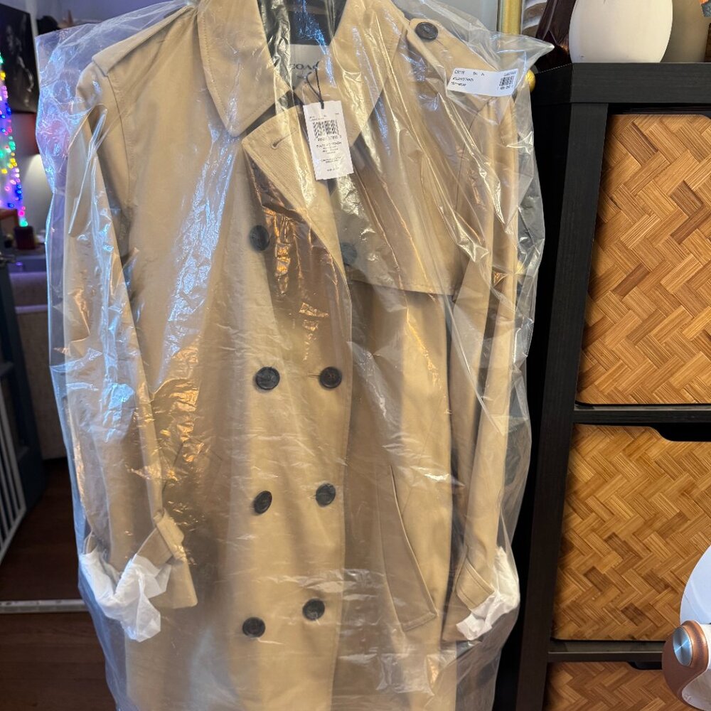Coach Solid Mid Trench Coat NWT Khaki - Picture 4 of 7